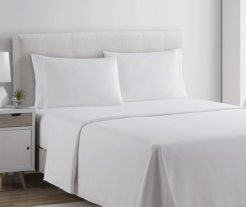 Clara Clark Bed Sheets, Premier 1800 Series 4 Piece Bed Sheet Set, Deep Pocket, Wrinkle, Fade, Stain Resistant, Luxury Soft Bedding Sheets & Pillowcases, Split King, White - Image 2